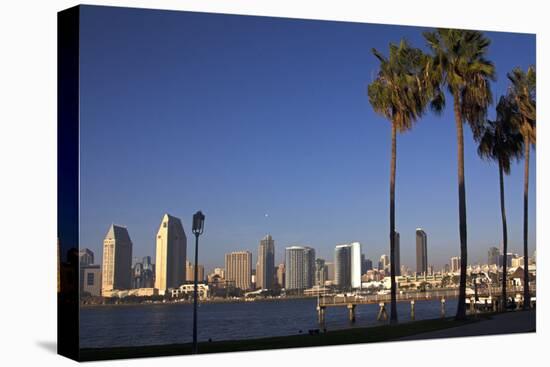 USA, California, San Diego. San Diego Skyline and Palm Trees-Kymri Wilt-Stretched Canvas