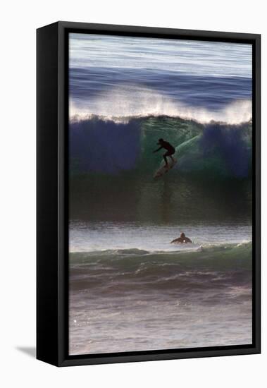 USA, California, San Diego. Surfer at Cardiff by the Sea-Kymri Wilt-Framed Stretched Canvas