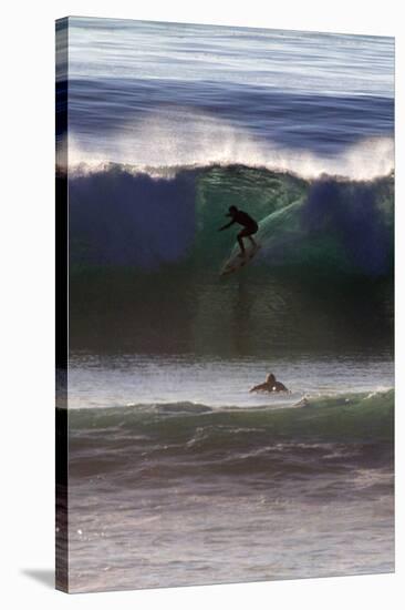 USA, California, San Diego. Surfer at Cardiff by the Sea-Kymri Wilt-Stretched Canvas