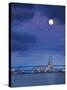 USA, California, San Diego, Uss Nimitz Moored under Full Moon in San Diego Bay-Ann Collins-Stretched Canvas