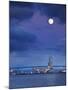 USA, California, San Diego, Uss Nimitz Moored under Full Moon in San Diego Bay-Ann Collins-Mounted Photographic Print