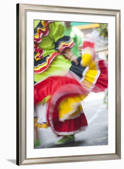 USA, California, San Francisco. Dancers in traditional dress at Cinco de Mayo parade.-Merrill Images-Framed Premium Photographic Print