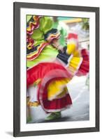 USA, California, San Francisco. Dancers in traditional dress at Cinco de Mayo parade.-Merrill Images-Framed Premium Photographic Print