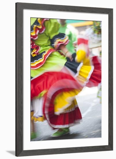 USA, California, San Francisco. Dancers in traditional dress at Cinco de Mayo parade.-Merrill Images-Framed Premium Photographic Print