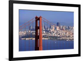 USA, California, San Francisco. Golden Gate Bridge and city.-Jaynes Gallery-Framed Premium Photographic Print