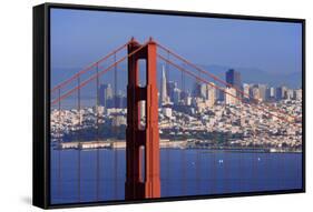 USA, California, San Francisco. Golden Gate Bridge and city.-Jaynes Gallery-Framed Stretched Canvas