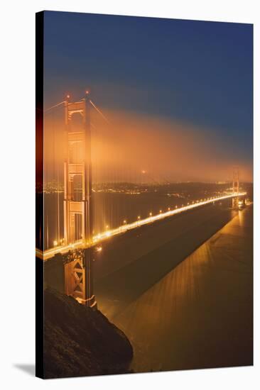 USA, California, San Francisco. Golden Gate Bridge lit at night.-Jaynes Gallery-Stretched Canvas