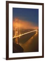 USA, California, San Francisco. Golden Gate Bridge lit at night.-Jaynes Gallery-Framed Premium Photographic Print