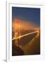 USA, California, San Francisco. Golden Gate Bridge lit at night.-Jaynes Gallery-Framed Premium Photographic Print
