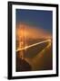 USA, California, San Francisco. Golden Gate Bridge lit at night.-Jaynes Gallery-Framed Premium Photographic Print