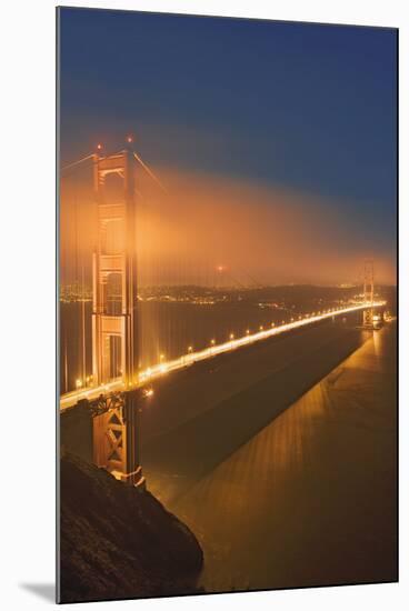 USA, California, San Francisco. Golden Gate Bridge lit at night.-Jaynes Gallery-Mounted Premium Photographic Print