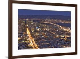 USA, California, San Francisco. Oakland-Bay Bridge at night.-Jaynes Gallery-Framed Premium Photographic Print