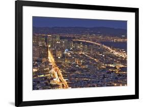 USA, California, San Francisco. Oakland-Bay Bridge at night.-Jaynes Gallery-Framed Premium Photographic Print
