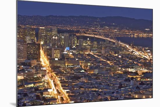 USA, California, San Francisco. Oakland-Bay Bridge at night.-Jaynes Gallery-Mounted Premium Photographic Print