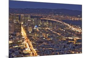 USA, California, San Francisco. Oakland-Bay Bridge at night.-Jaynes Gallery-Mounted Premium Photographic Print