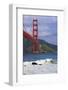 USA, California, San Francisco. Surfers below the Golden Gate Bridge.-Jaynes Gallery-Framed Photographic Print