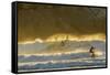 USA, California, San Luis Obispo County. Surfers at sunset.-Jaynes Gallery-Framed Stretched Canvas