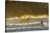 USA, California, San Luis Obispo County. Surfers at sunset.-Jaynes Gallery-Stretched Canvas