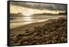 USA, California. Santa Barbara County, Montecito, Butterfly Beach eroded by king tides.-Alison Jones-Framed Stretched Canvas
