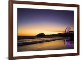 USA, California, Santa Monica. Ferris wheel and Santa Monica Pier at sunset.-Jaynes Gallery-Framed Premium Photographic Print