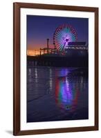 USA, California, Santa Monica. Ferris wheel and Santa Monica Pier at sunset.-Jaynes Gallery-Framed Premium Photographic Print