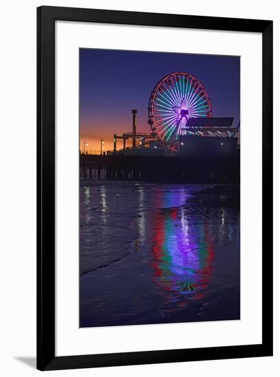 USA, California, Santa Monica. Ferris wheel and Santa Monica Pier at sunset.-Jaynes Gallery-Framed Premium Photographic Print