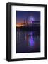 USA, California, Santa Monica. Ferris wheel and Santa Monica Pier at sunset.-Jaynes Gallery-Framed Photographic Print