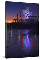 USA, California, Santa Monica. Ferris wheel and Santa Monica Pier at sunset.-Jaynes Gallery-Stretched Canvas