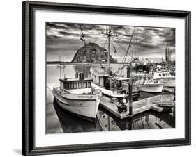 USA, California, Sepia-Tinted Fishing Boats Docked in Morro Bay at Dawn-Ann Collins-Framed Photographic Print