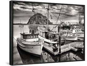 USA, California, Sepia-Tinted Fishing Boats Docked in Morro Bay at Dawn-Ann Collins-Framed Photographic Print