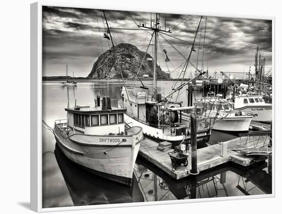 USA, California, Sepia-Tinted Fishing Boats Docked in Morro Bay at Dawn-Ann Collins-Framed Photographic Print