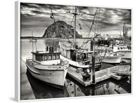 USA, California, Sepia-Tinted Fishing Boats Docked in Morro Bay at Dawn-Ann Collins-Framed Photographic Print