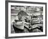 USA, California, Sepia-Tinted Fishing Boats Docked in Morro Bay at Dawn-Ann Collins-Framed Photographic Print