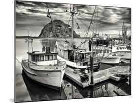 USA, California, Sepia-Tinted Fishing Boats Docked in Morro Bay at Dawn-Ann Collins-Mounted Photographic Print