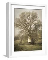 USA, California, Shell Creek Road. Windmill, water tank and oak tree.-Jaynes Gallery-Framed Photographic Print