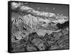 USA, California, Sierra Nevada Mountains. Moon Above Mt Whitney-Dennis Flaherty-Framed Stretched Canvas