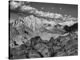 USA, California, Sierra Nevada Mountains. Moon Above Mt Whitney-Dennis Flaherty-Stretched Canvas