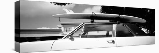 Usa, California, Surf Board on Roof of Car-null-Stretched Canvas