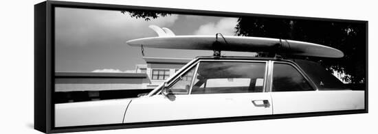 Usa, California, Surf Board on Roof of Car-null-Framed Stretched Canvas