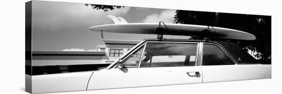 Usa, California, Surf Board on Roof of Car-null-Stretched Canvas