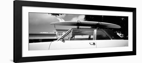 Usa, California, Surf Board on Roof of Car-null-Framed Photographic Print