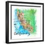 USA California Travel Poster Map With Highlights And Favorites-M. Bleichner-Framed Art Print
