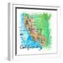 USA California Travel Poster Map With Highlights And Favorites-M. Bleichner-Framed Art Print