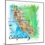 USA California Travel Poster Map With Highlights And Favorites-M. Bleichner-Mounted Art Print