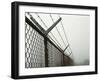 USA, California, Wire Mesh Fence Near Santa Ynez Mountains-Zandria Muench Beraldo-Framed Photographic Print