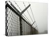 USA, California, Wire Mesh Fence Near Santa Ynez Mountains-Zandria Muench Beraldo-Stretched Canvas