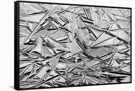 USA, California, Yosemite National Park. Winter ice patterns on the Merced River-Ann Collins-Framed Stretched Canvas