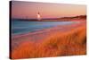 USA Charlevoix Lighthouse and Beach at Sunset-null-Stretched Canvas