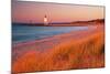 USA Charlevoix Lighthouse and Beach at Sunset-null-Mounted Photographic Print