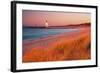 USA Charlevoix Lighthouse and Beach at Sunset-null-Framed Photographic Print